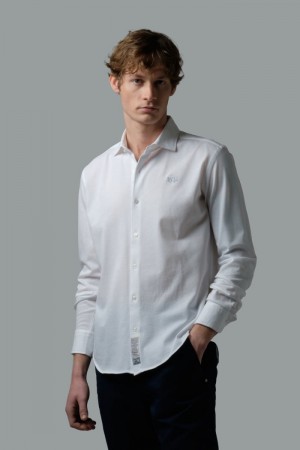 White La Martina Regular-fit 100% Cotton Men Shirts USA | IXA-2169