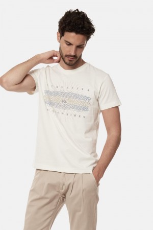 White La Martina Regular-fit Cotton Men T Shirts USA | GVB-7040