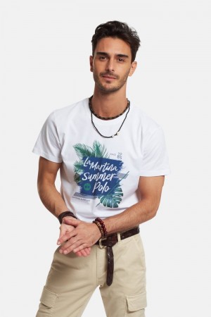 White La Martina Regular-fit Cotton Men T Shirts USA | XOI-4713