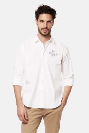 White La Martina Regular-fit Stretch Cotton Men Shirts USA | JCR-0607