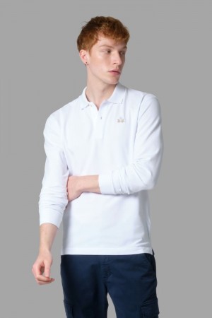 White La Martina Slim-fit Men Polo Shirt USA | UUB-4992