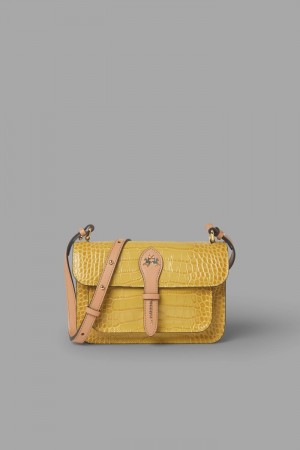 Yellow La Martina Crocodile-print Leather Women Bags USA | DIU-3965