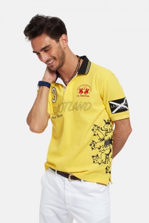 Yellow La Martina Short-sleeved Regular Fit Men Polo Shirt USA | UUR-7946