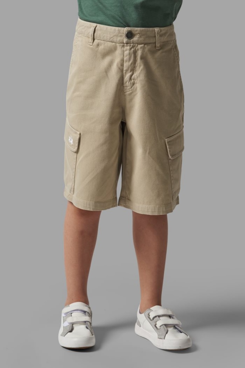 Beige La Martina Brushed Cotton Kids Bermuda Shorts USA | SKS-5270