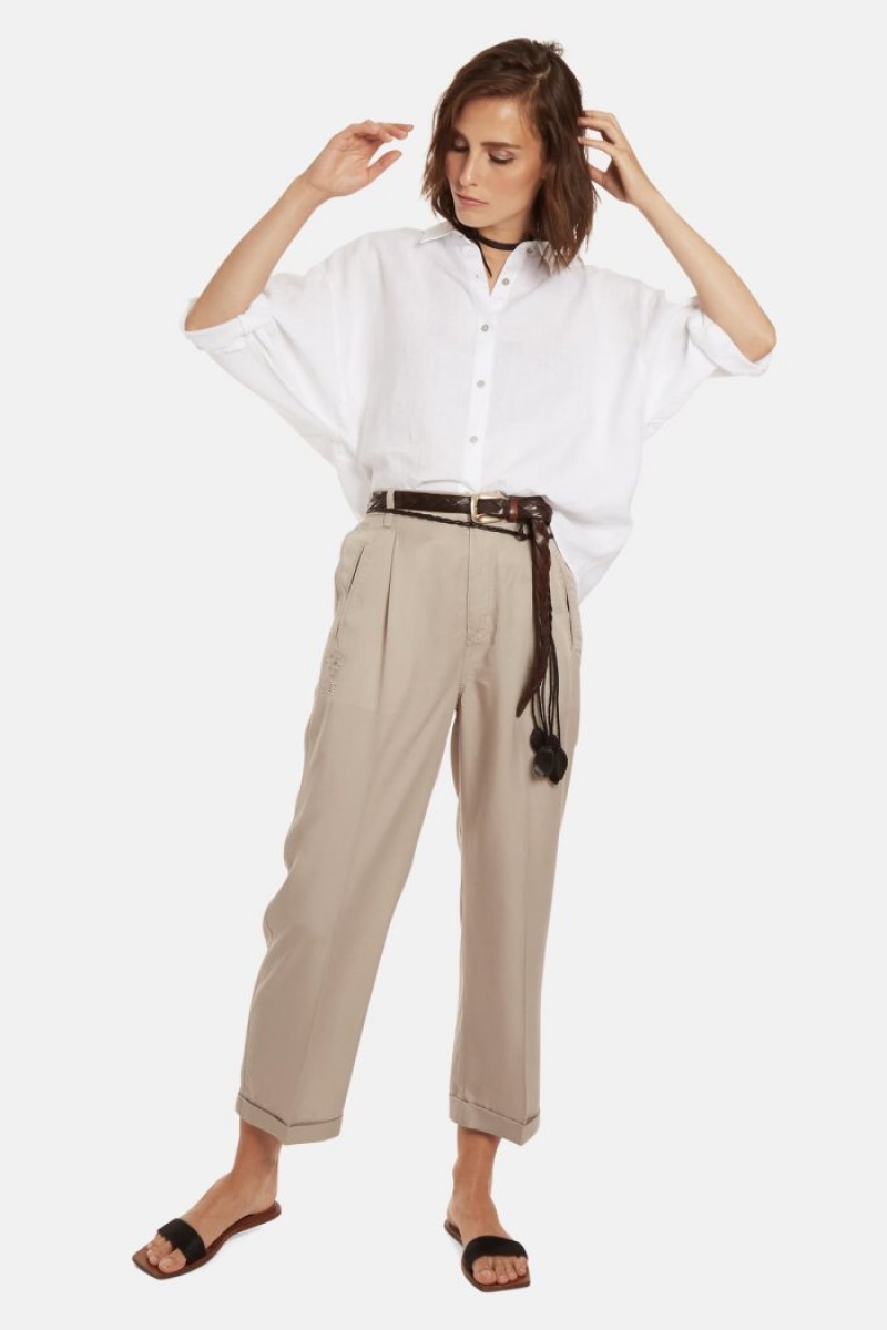 Beige La Martina Regular-fit Lyocell Women Trousers USA | QGL-4659