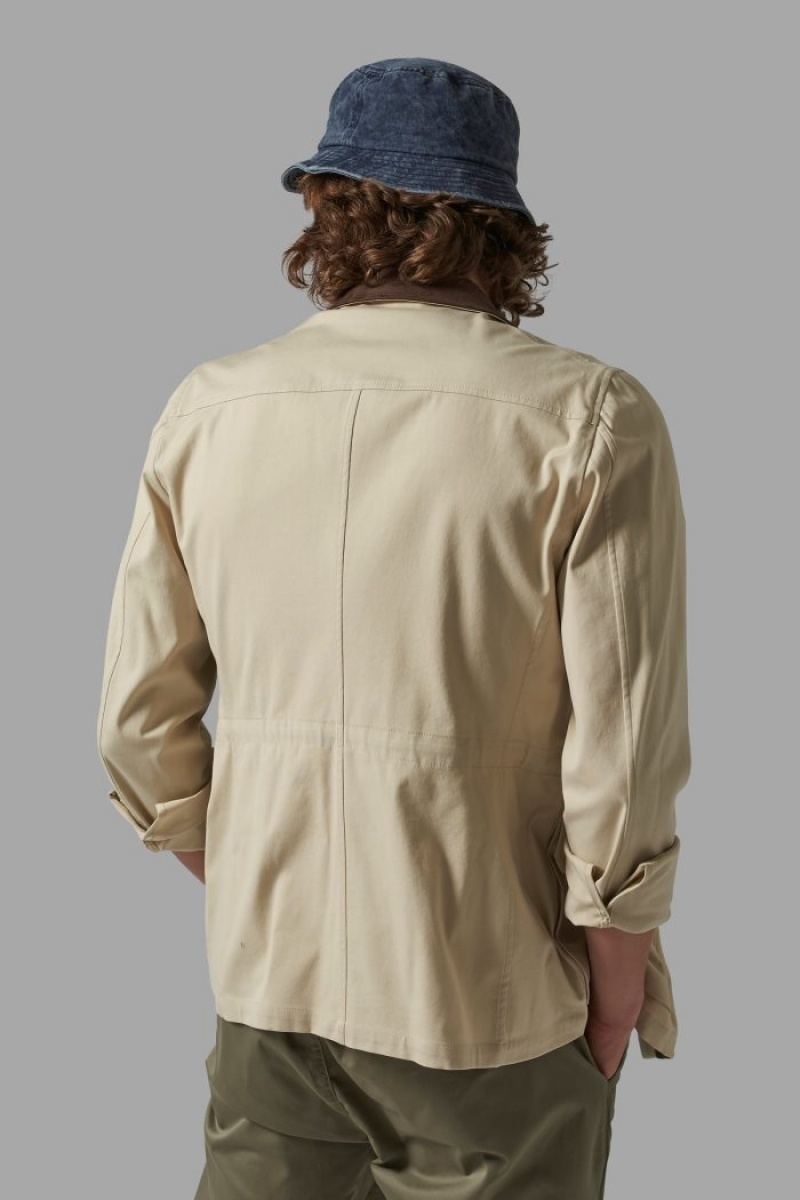 Beige La Martina Regular-fit Stretch Cotton Sahariana Men Jackets USA | BYF-5371