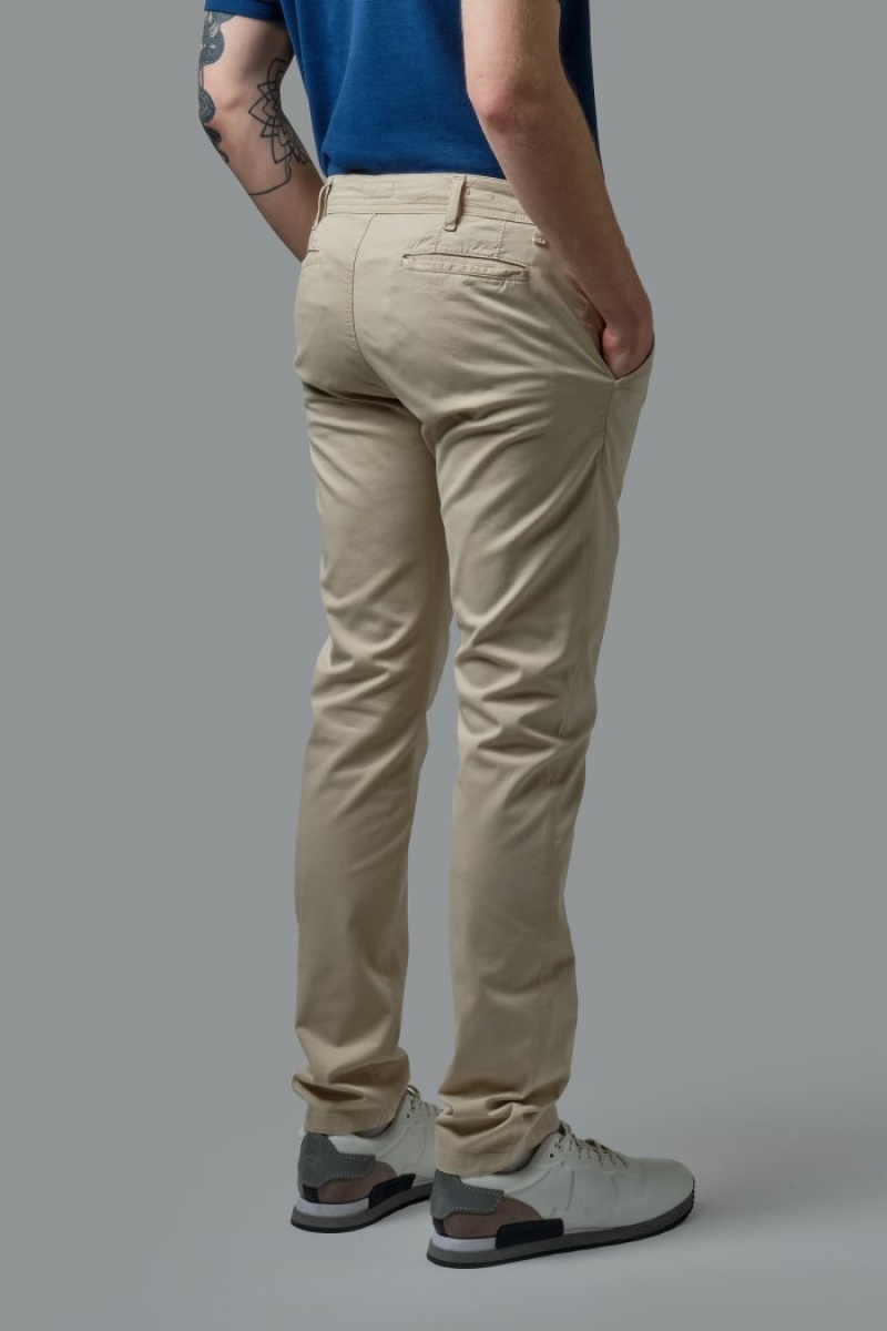 Beige La Martina Slim-fit Stretch Cotton Men Trousers USA | FBD-8188