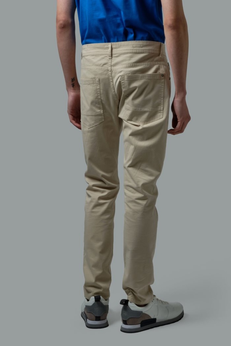 Beige La Martina Slim-fit Stretch Cotton Men Trousers USA | SHH-1326