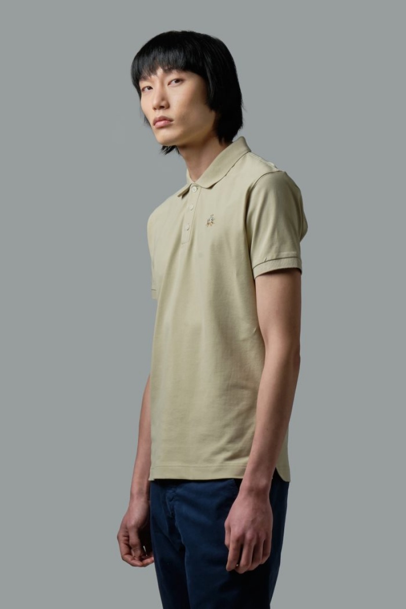 Beige La Martina Slim-fit Stretch Piqué Men Polo Shirt USA | MDK-6866