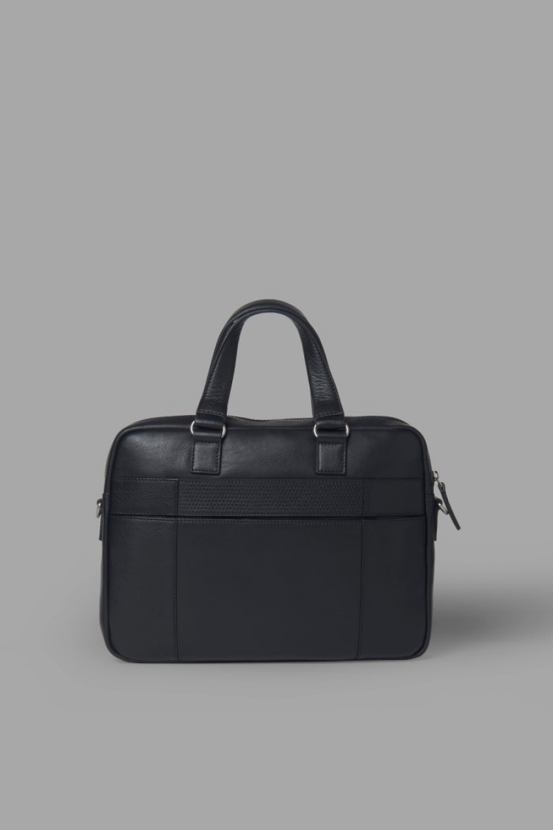 Black La Martina Double-handle Leather Men Briefcase USA | GFX-3775