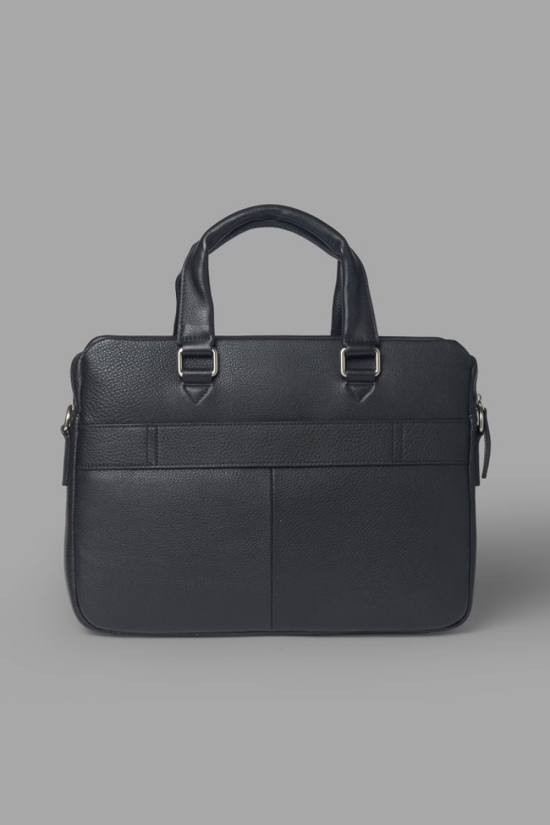 Black La Martina Double-handle Leather Men Briefcase USA | LXD-7605