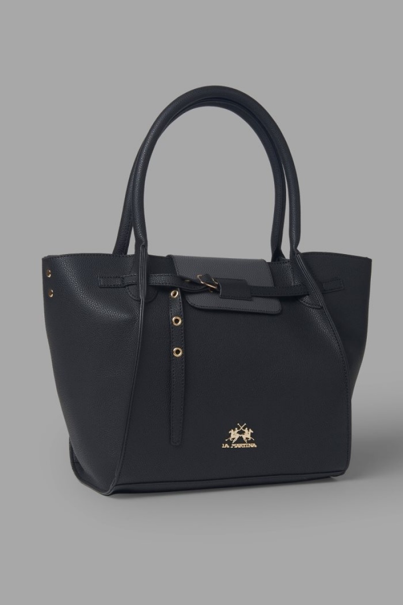 Black La Martina Double-handle Women Tote Bags USA | QZS-9687