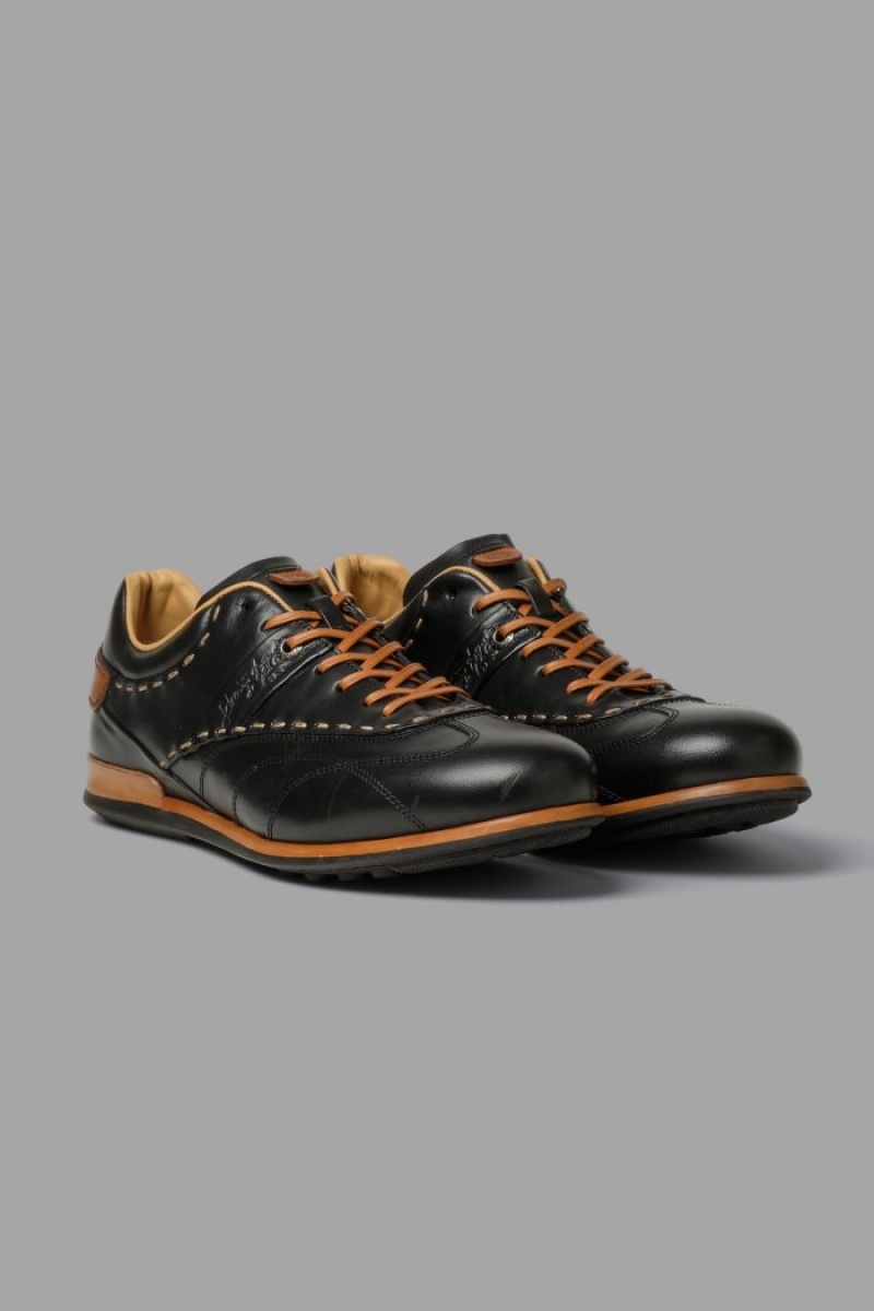 Black La Martina Leather Oxford-style Men Shoes USA | NQQ-4647