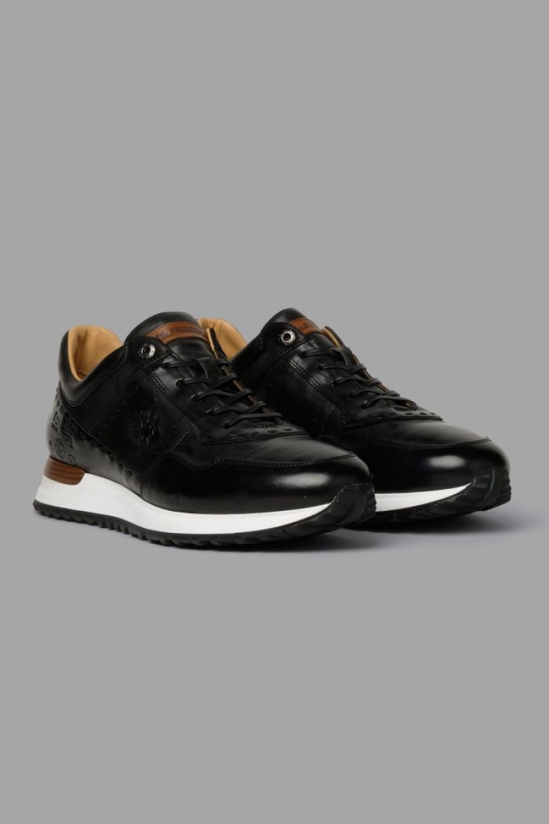 Black La Martina Leather With A White Crepe Sole Men Sneakers USA | GSQ-9980