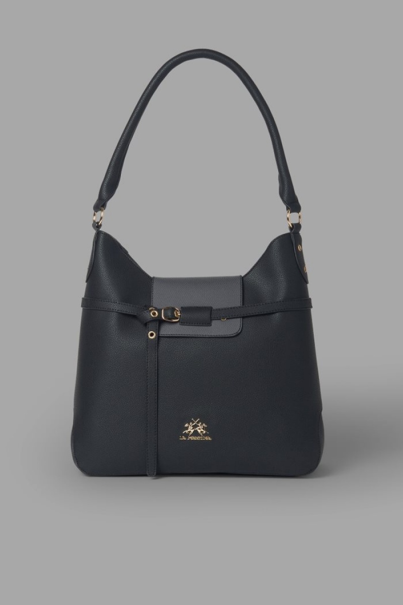 Black La Martina Plain-coloured Trapeze Women Bags USA | UGH-1736