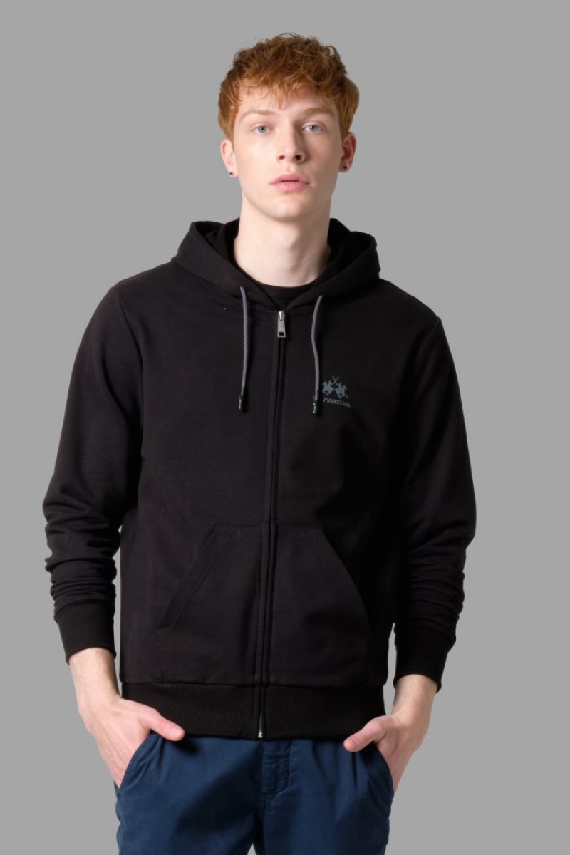 Black La Martina Regular Fit Men Sweatshirt USA | KIP-7946