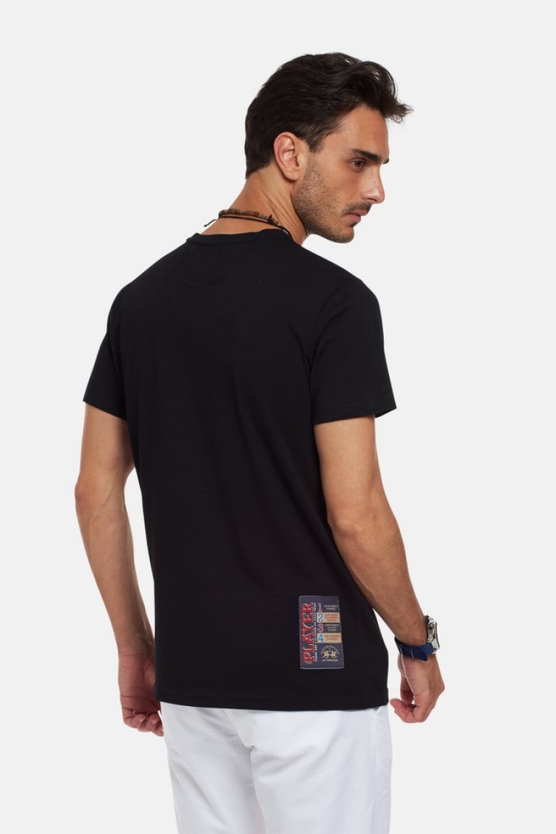 Black La Martina Regular-fit Cotton Men T Shirts USA | YSS-3000