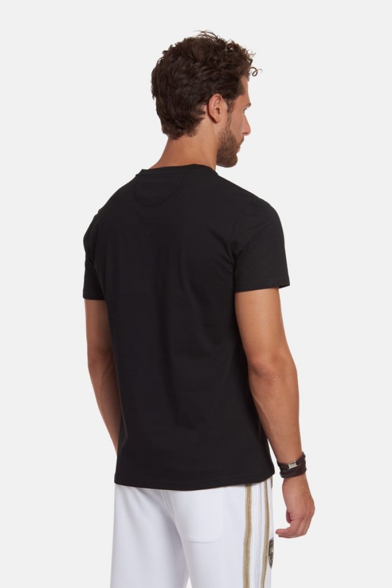 Black La Martina Regular-fit Cotton Men T Shirts USA | CIP-5729