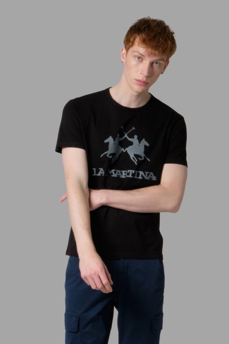 Black La Martina Regular-fit Men T Shirts USA | AXW-6200