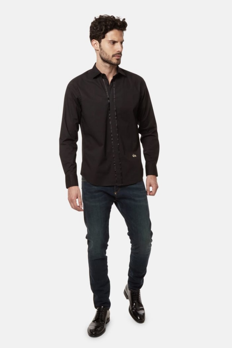 Black La Martina Regular-fit Poplin Men Shirts USA | FEY-6695