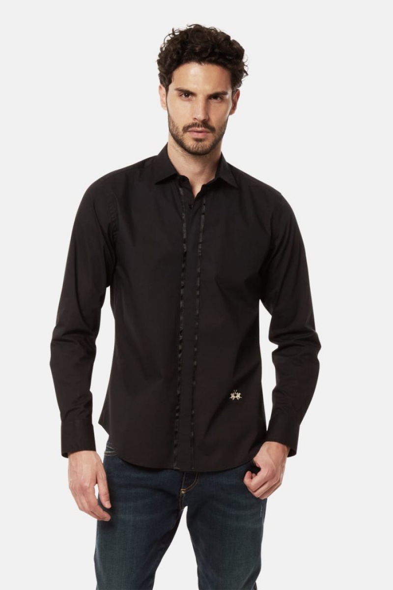 Black La Martina Regular-fit Poplin Men Shirts USA | FEY-6695