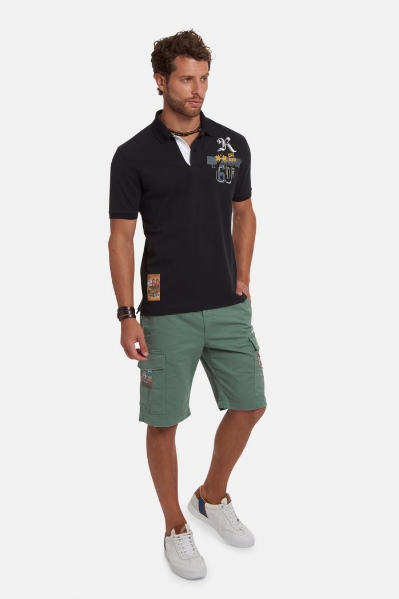 Black La Martina Short-sleeved Regular Fit Men Polo Shirt USA | FVY-1842