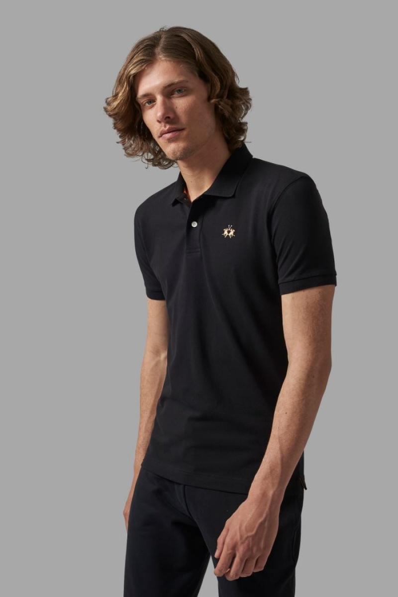 Black La Martina Slim-fit Men Polo Shirt USA | KIJ-9129