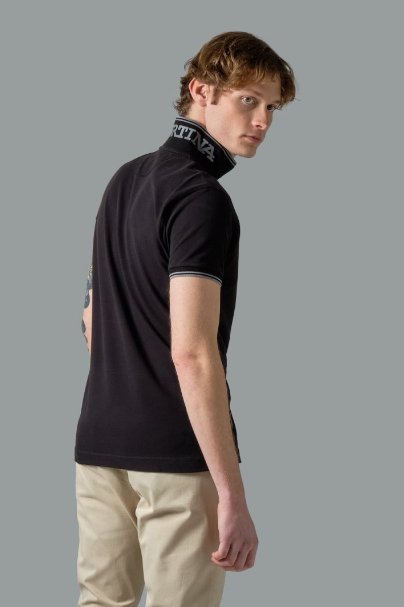 Black La Martina Slim-fit Stretch Piqué Men Polo Shirt USA | XKW-6422