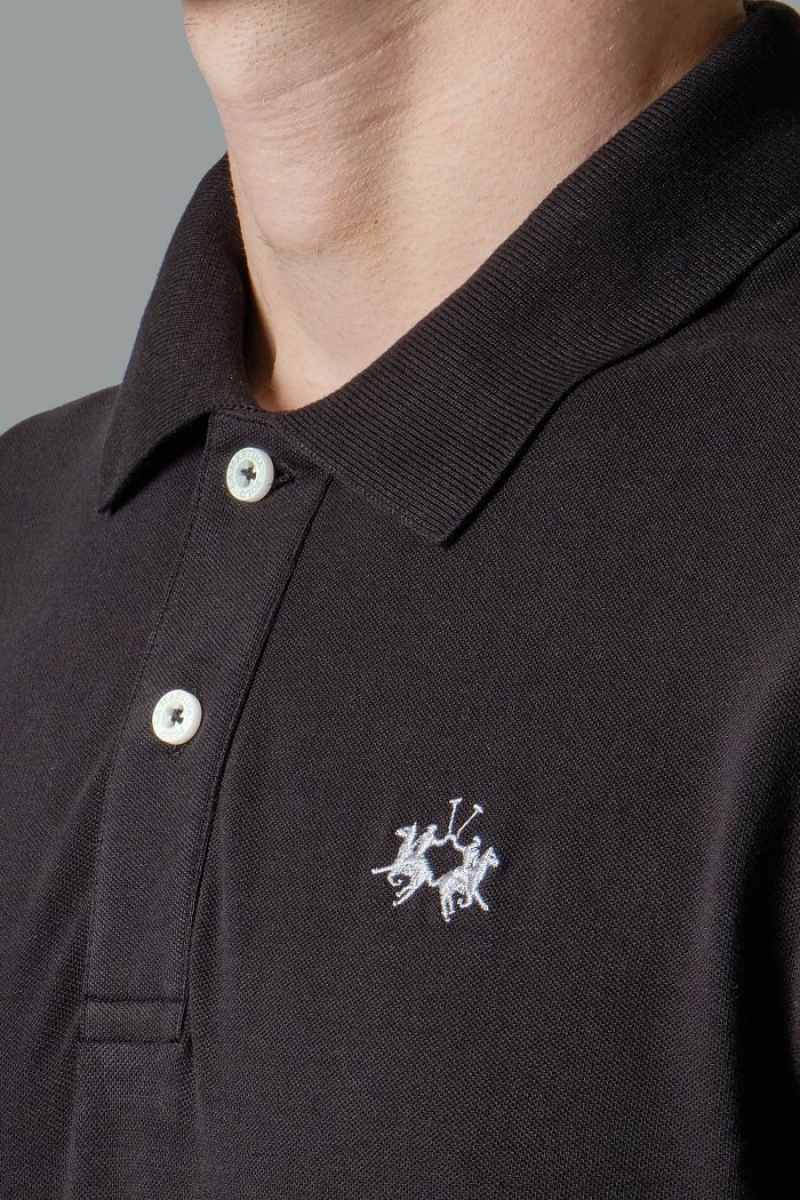 Black La Martina Slim-fit Stretch Piqué Men Polo Shirt USA | EFE-9734