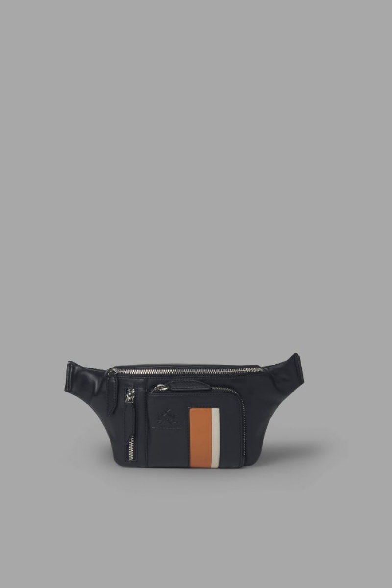 Black La Martina Two-tone Leather Men Belt Bags USA | ABU-1881