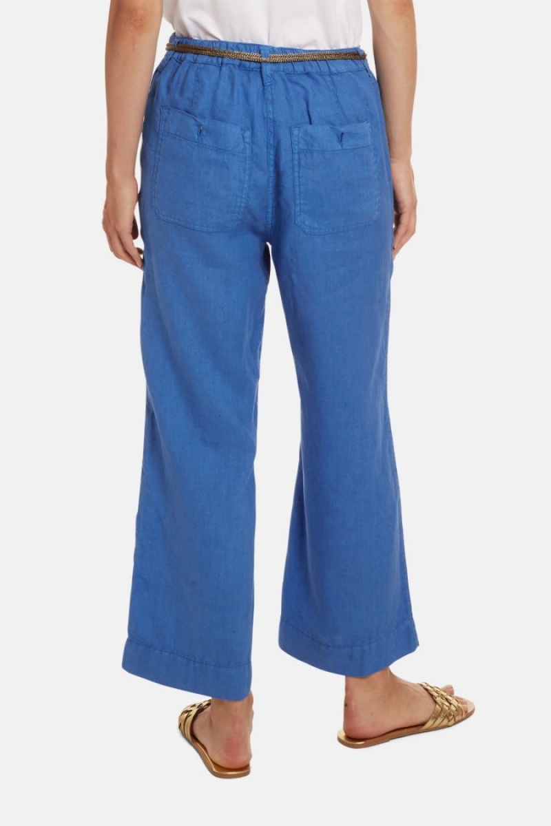 Blue La Martina Regular-fit 100% Linen Women Trousers USA | MFO-3803