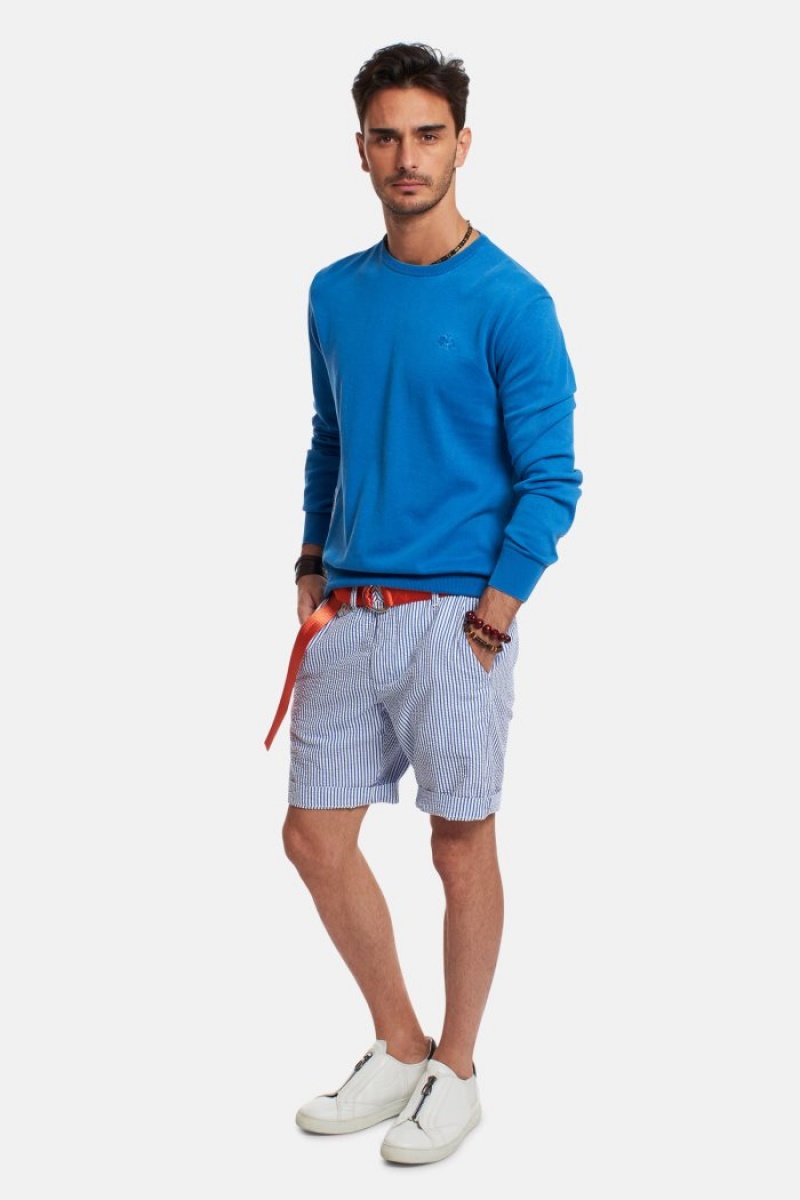 Blue La Martina Regular-fit Brushed Cotton Men Sweatshirt USA | GPT-9255