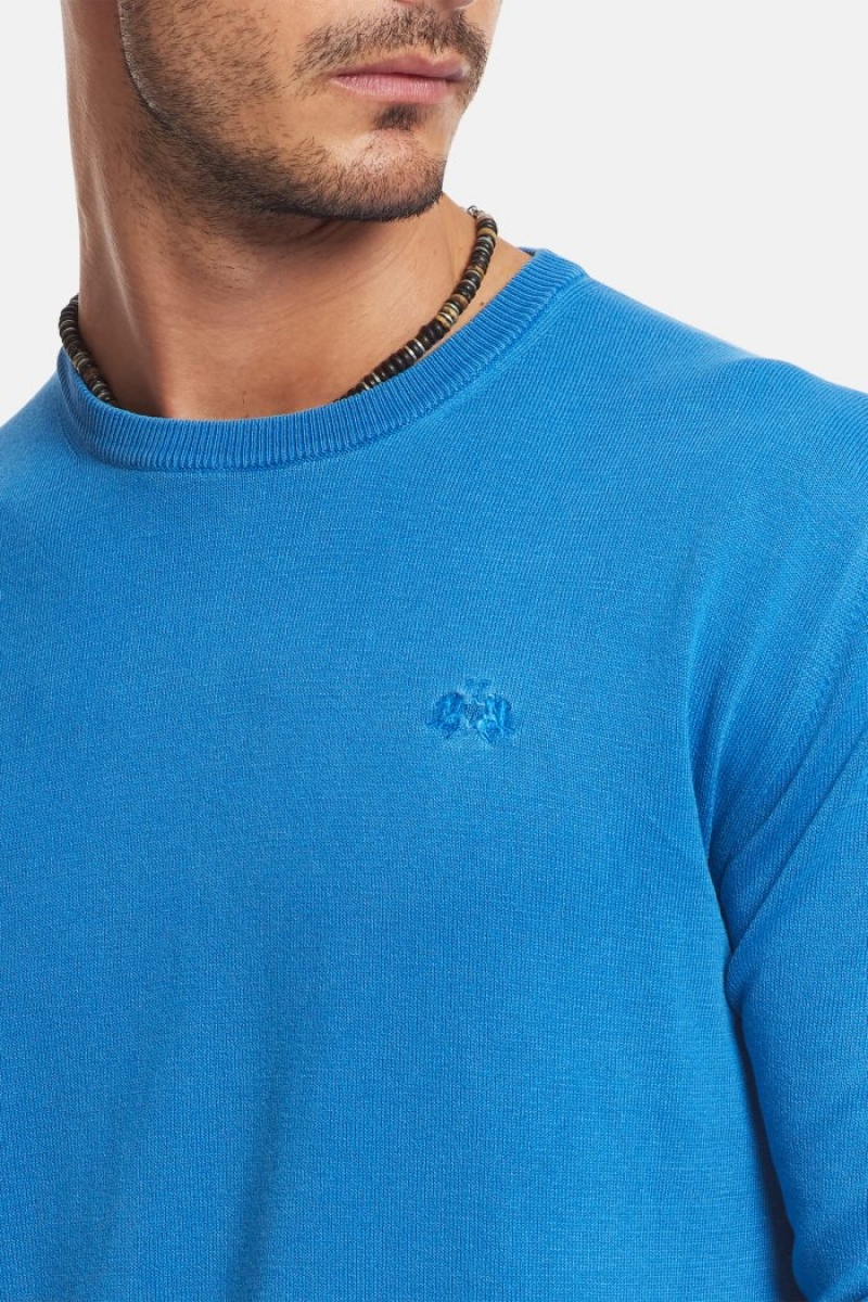 Blue La Martina Regular-fit Brushed Cotton Men Sweatshirt USA | GPT-9255