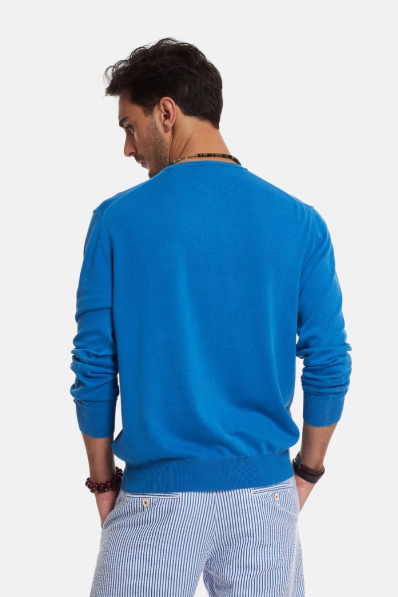 Blue La Martina Regular-fit Brushed Cotton Men Sweatshirt USA | GPT-9255