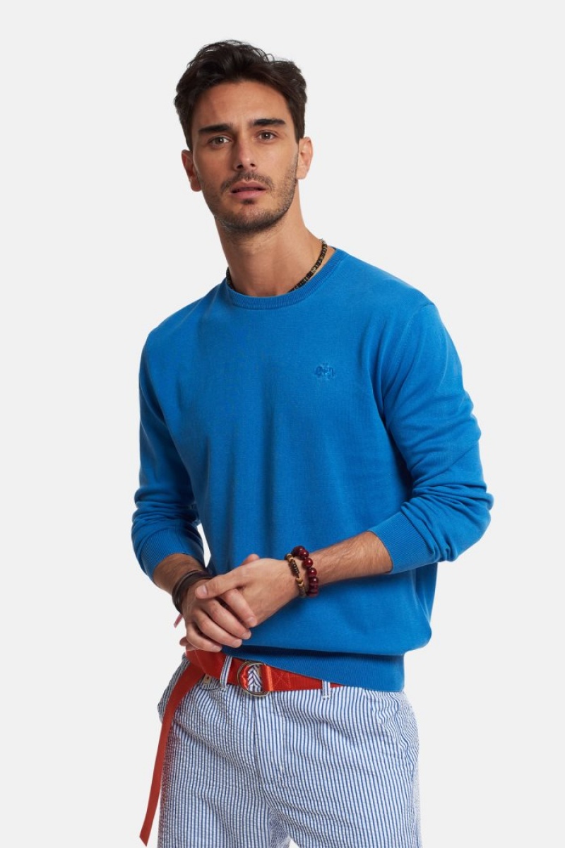 Blue La Martina Regular-fit Brushed Cotton Men Sweatshirt USA | GPT-9255