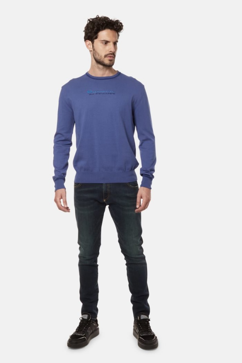 Blue La Martina Regular-fit Brushed Cotton Men Sweatshirt USA | QHZ-9027