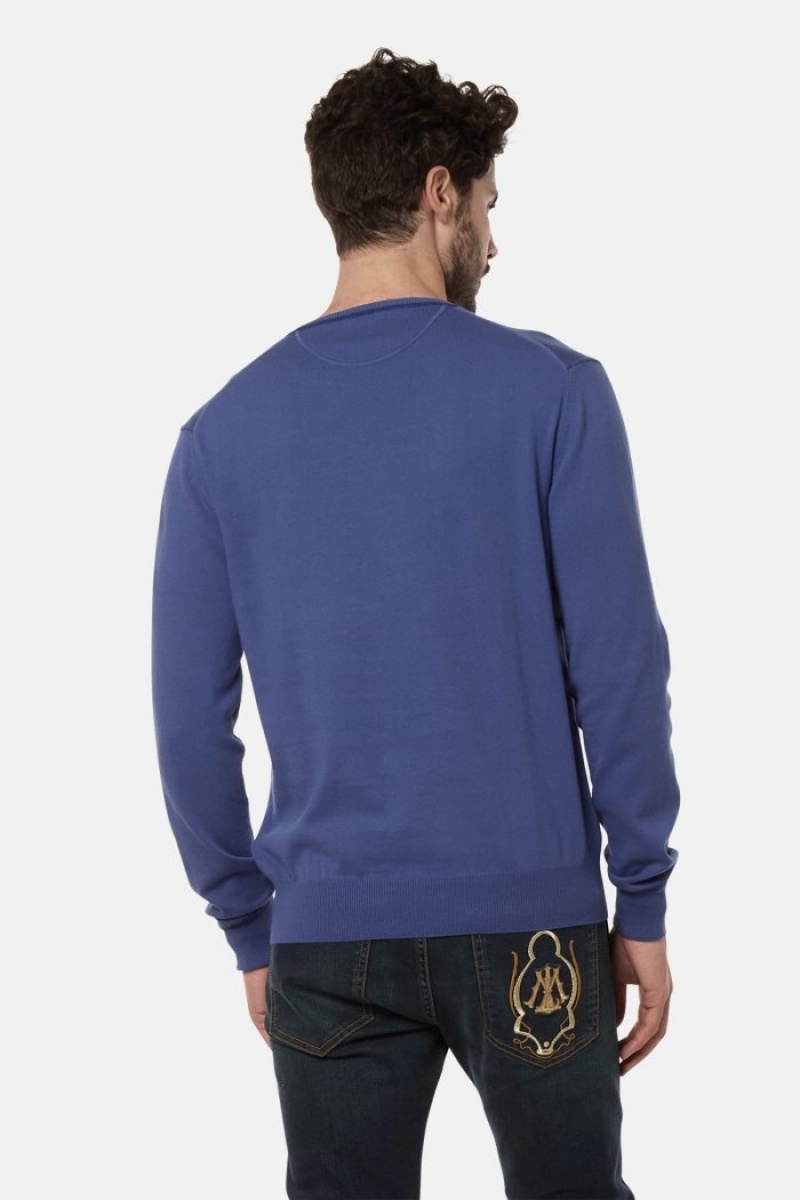 Blue La Martina Regular-fit Brushed Cotton Men Sweatshirt USA | QHZ-9027