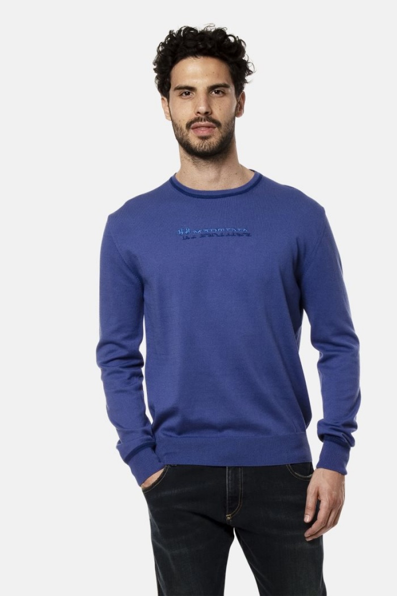 Blue La Martina Regular-fit Brushed Cotton Men Sweatshirt USA | QHZ-9027