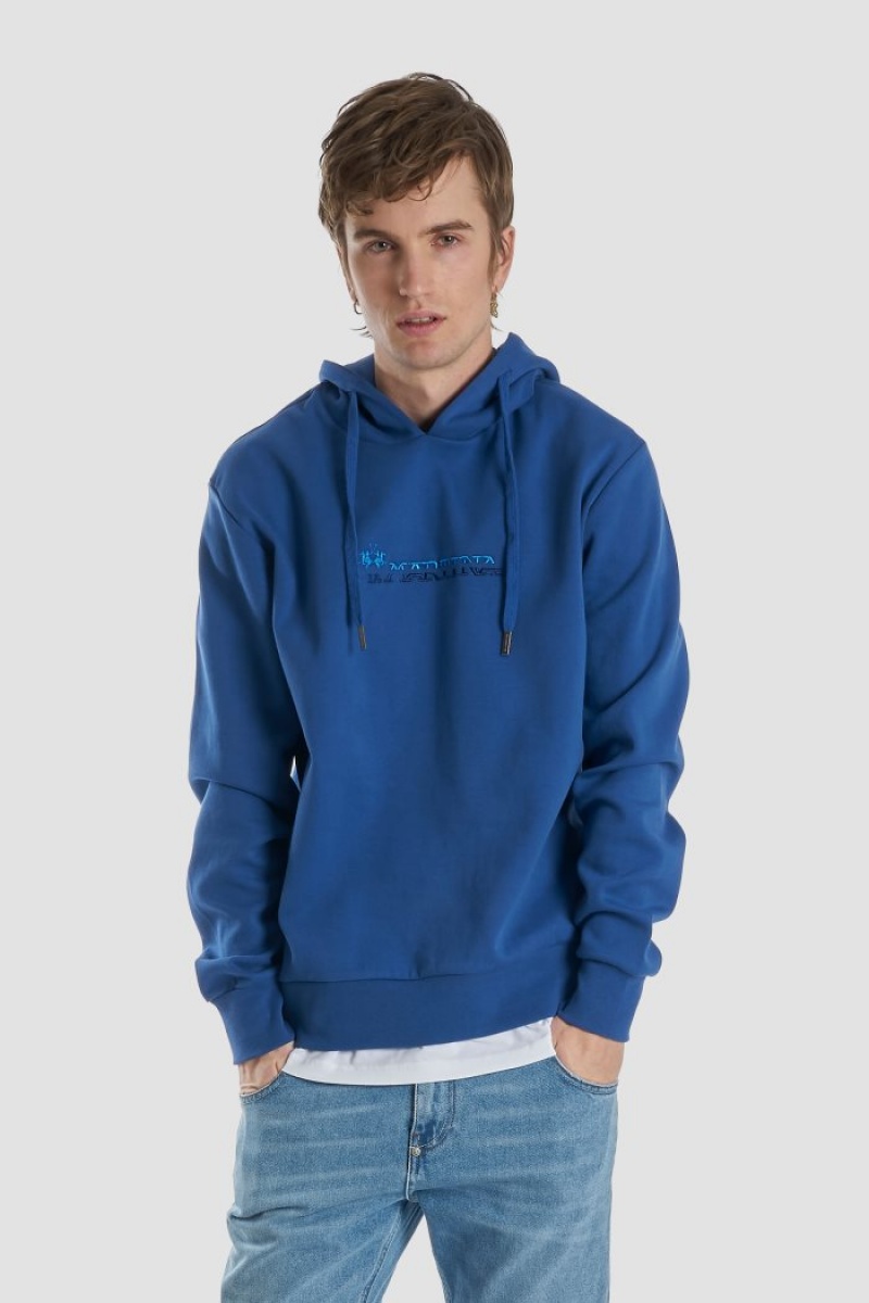 Blue La Martina Regular-fit Brushed Cotton Men Sweatshirt USA | UGQ-1375