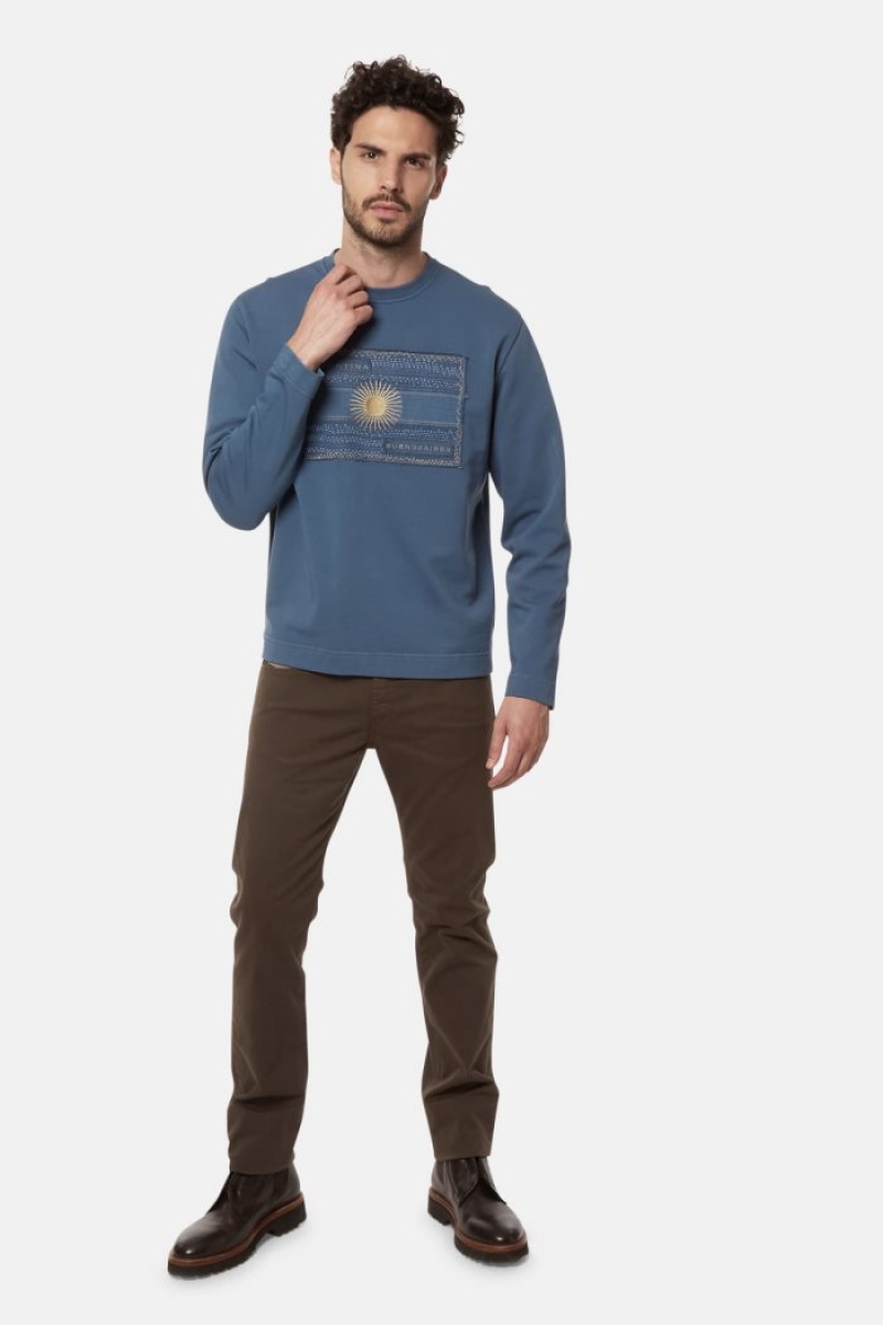 Blue La Martina Regular-fit Brushed Cotton Men Sweatshirt USA | IIM-3575