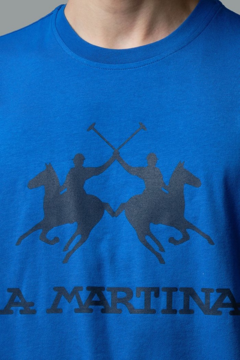 Blue La Martina Regular-fit Cotton Men T Shirts USA | FIM-1296