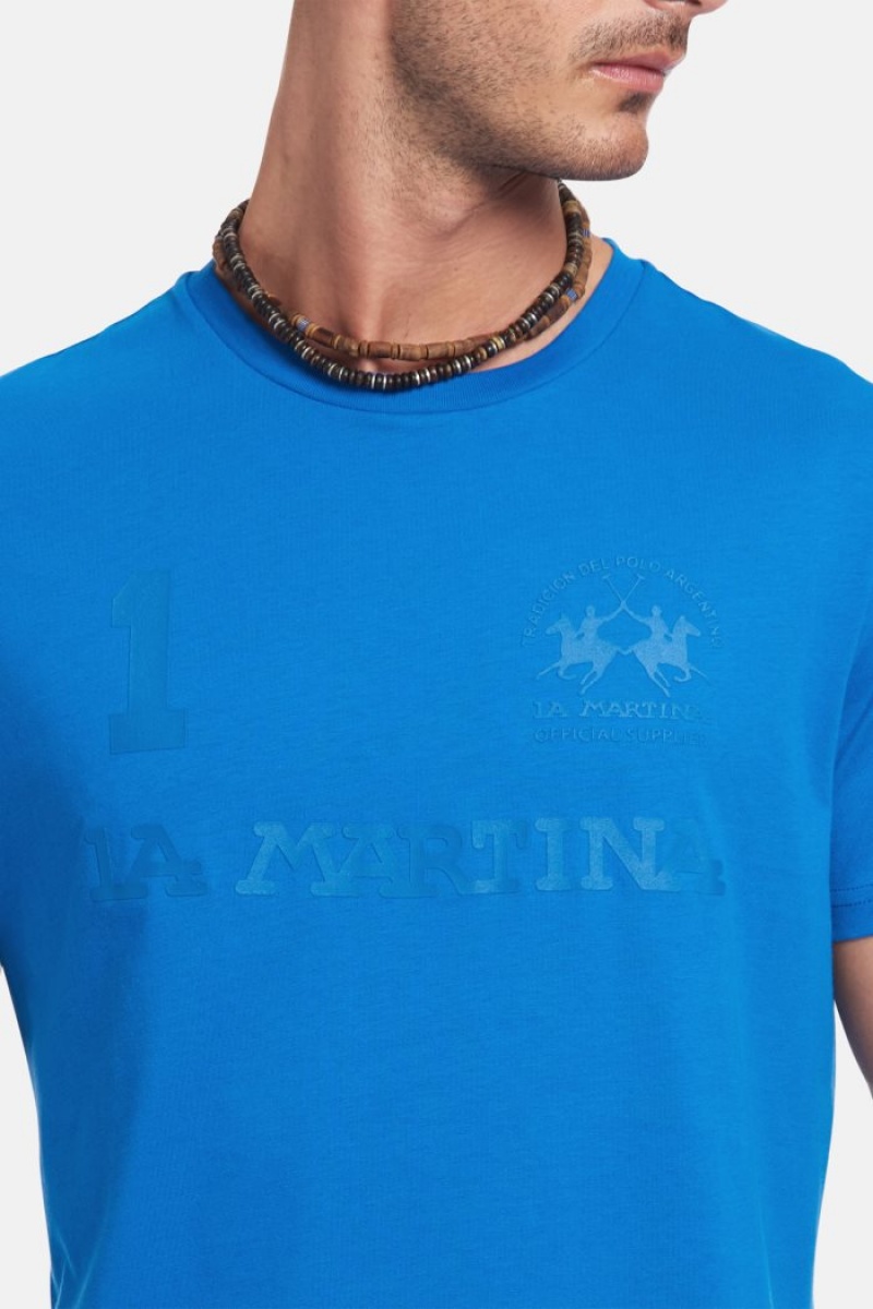 Blue La Martina Regular-fit Cotton Men T Shirts USA | CRS-7700