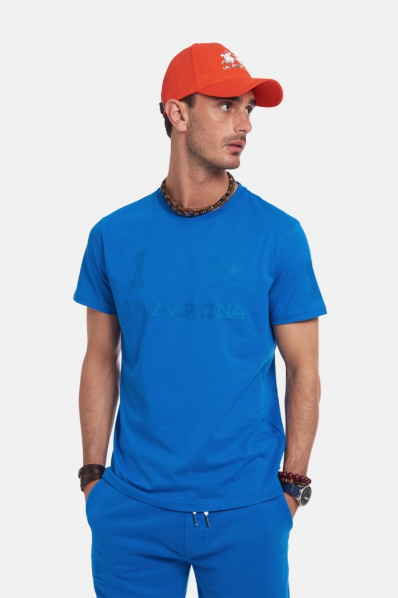 Blue La Martina Regular-fit Cotton Men T Shirts USA | CRS-7700