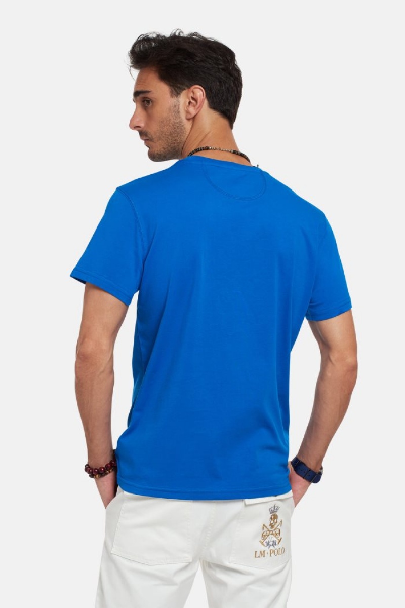 Blue La Martina Regular-fit Cotton Men T Shirts USA | SMB-9324