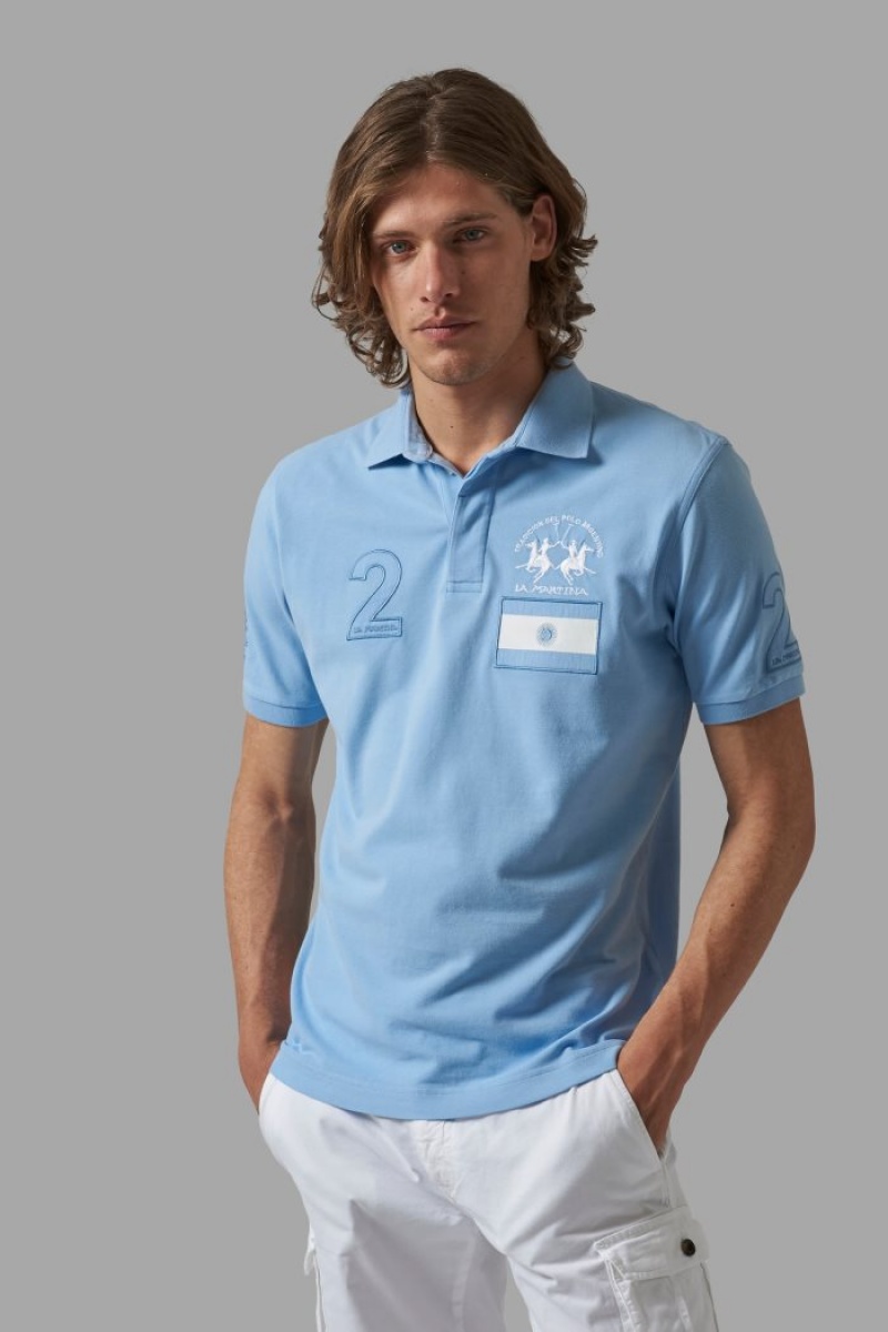 Blue La Martina Regular-fit Stretch Cotton Men Polo Shirt USA | NAY-3662