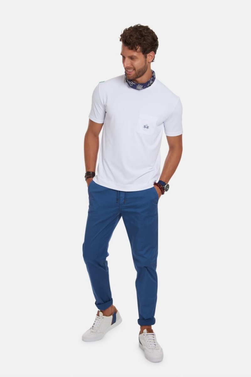 Blue La Martina Regular-fit Stretch Cotton Men Chino Pants USA | WQJ-9408