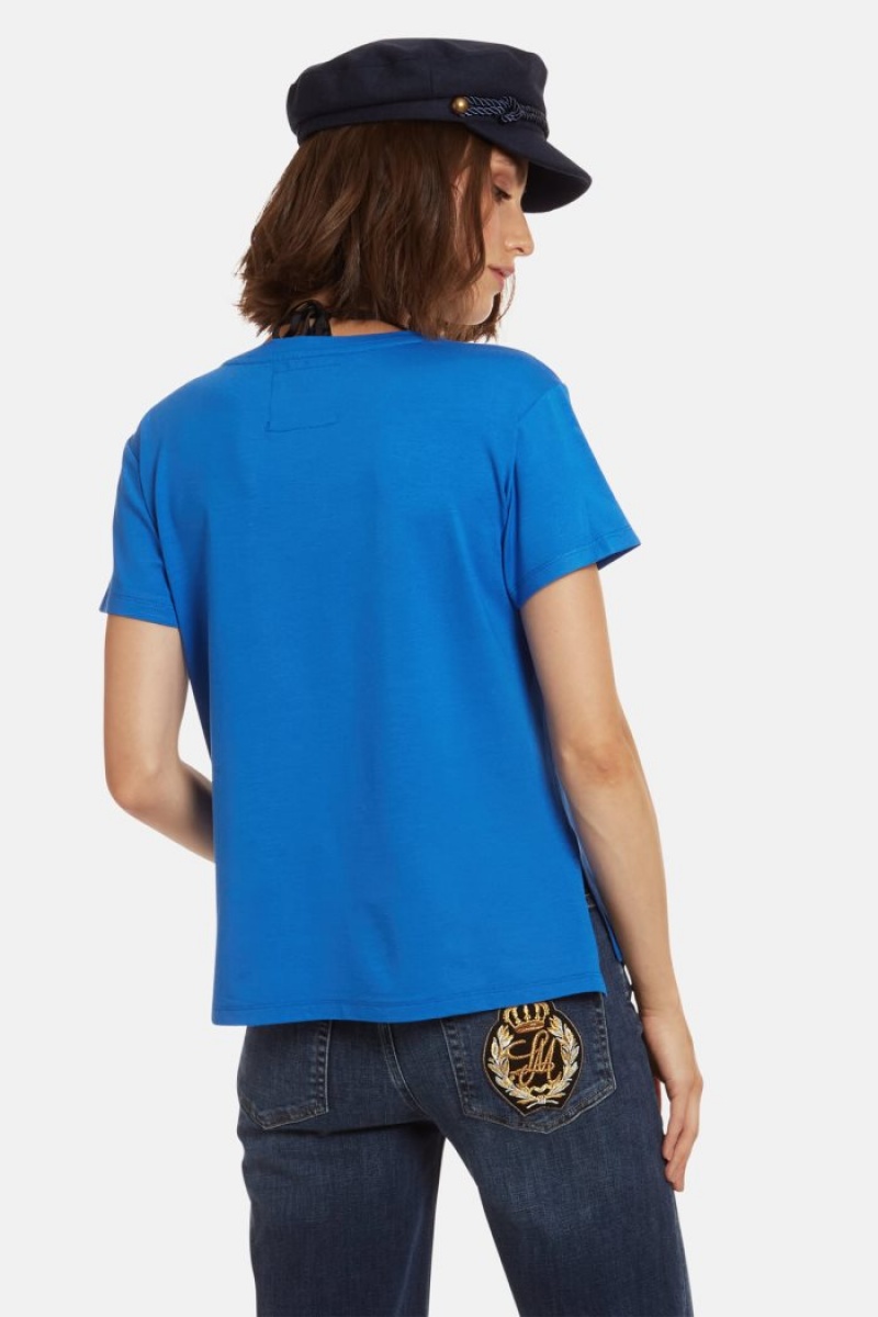 Blue La Martina Regular-fit Stretch Viscose Women T Shirts USA | CVZ-6147