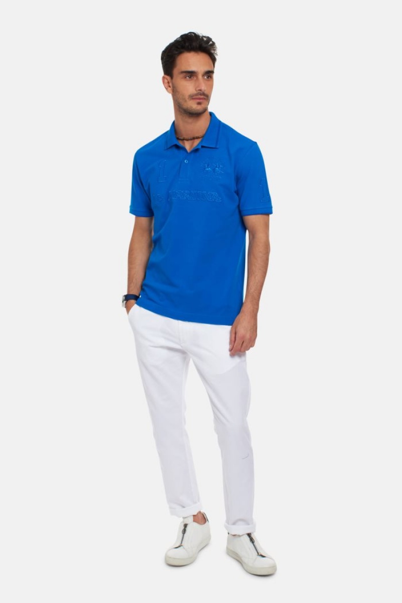 Blue La Martina Short-sleeved Regular Fit Men Polo Shirt USA | HTD-0674