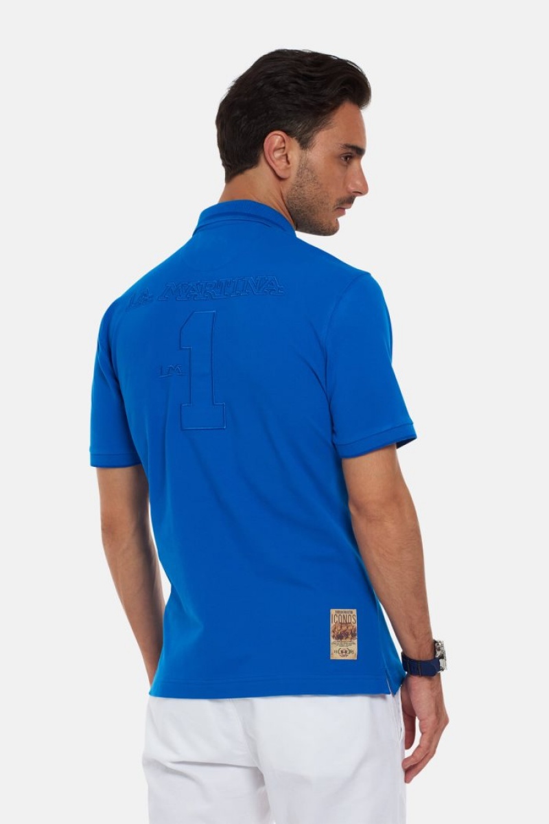 Blue La Martina Short-sleeved Regular Fit Men Polo Shirt USA | HTD-0674