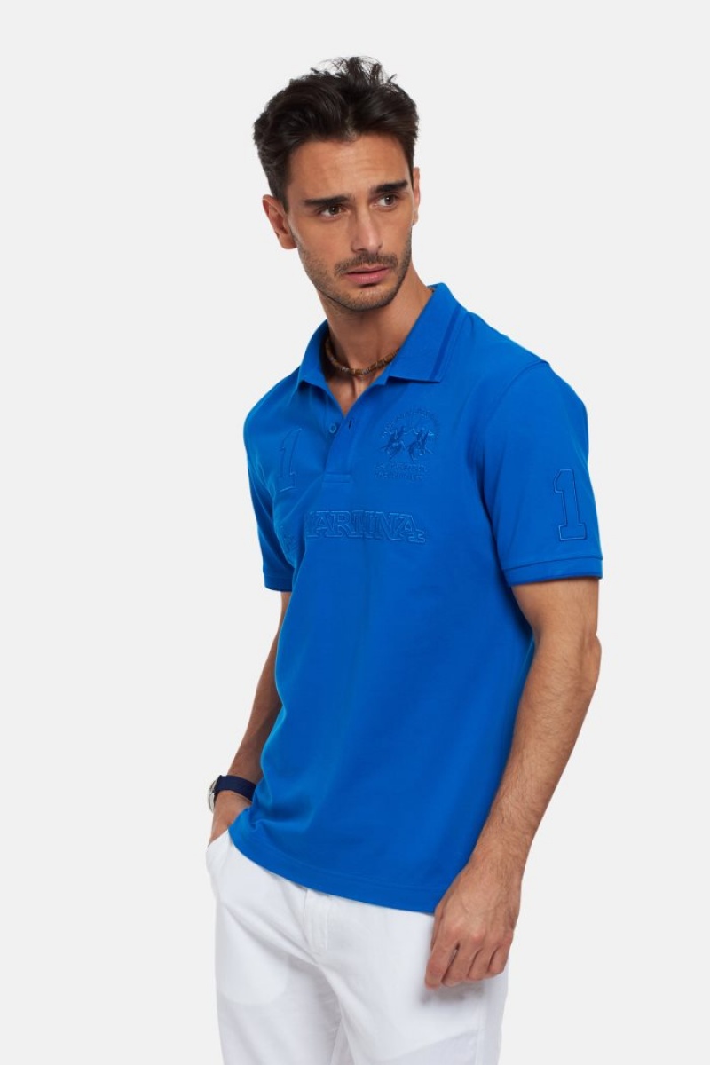 Blue La Martina Short-sleeved Regular Fit Men Polo Shirt USA | HTD-0674